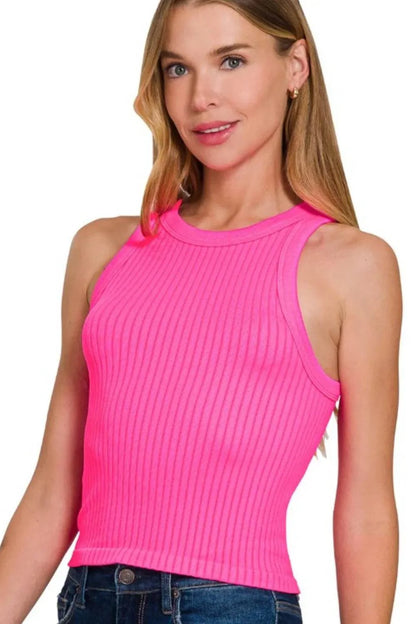 Zenana Seamless Ribbed Crop Tank - Purcell's Clothing Company