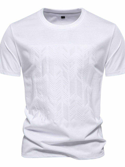 Round Neck Geometric Embroidered T-Shirt - Purcell's Clothing Company