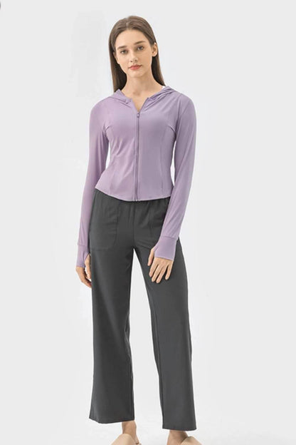 Millennia Pocketed Zip Up Hooded Long Sleeve Active Outerwear - Purcell's Clothing Company