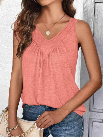 Ruched V-Neck Tank - Purcell's Clothing Company