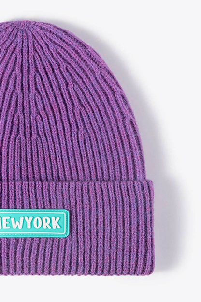 NEWYORK Patch Rib-Knit Cuffed Beanie - Purcell's Clothing Company