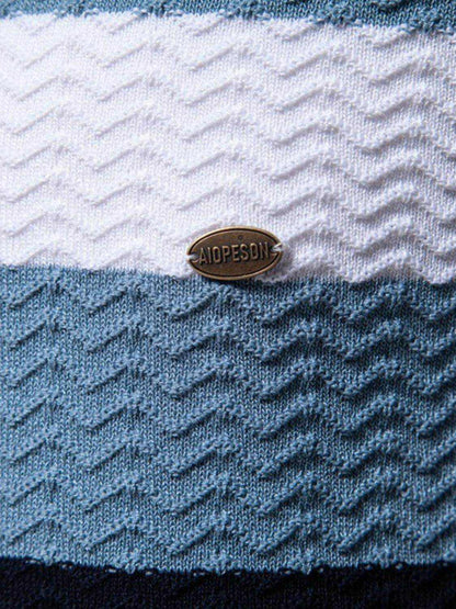 Collared Neck Striped Texture Knit Polo - Purcell's Clothing Company