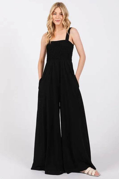 SAGE+FIG Smocked Flowy Wide Leg Jumpsuit - Purcell's Clothing Company