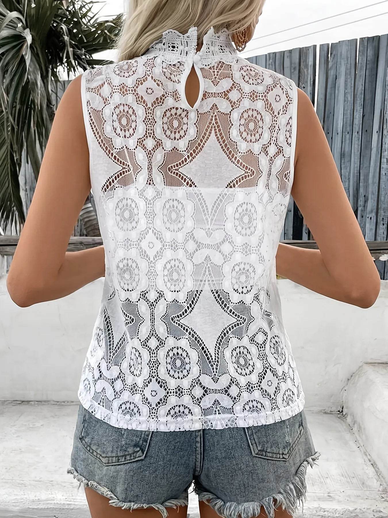 Lace Crochet Sleeveless Tank Top - Purcell's Clothing Company