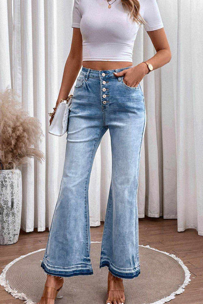 High Waist Button Fly Flared Jeans - Purcell's Clothing Company