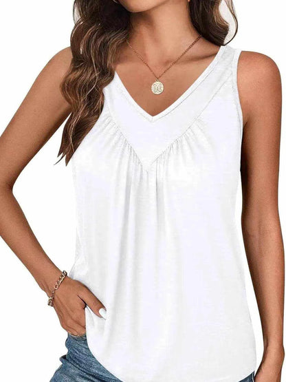 Ruched V-Neck Tank - Purcell's Clothing Company