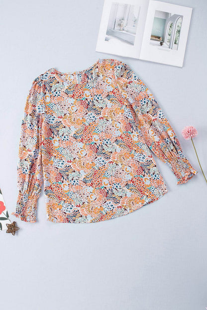 Floral Print Long Puff Sleeve Blouse - Purcell's Clothing Company