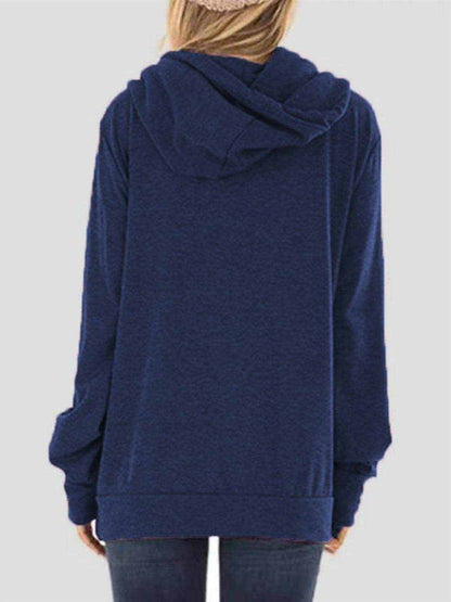 Drawstring Letter Graphic Long Sleeve Hoodie - Purcell's Clothing Company