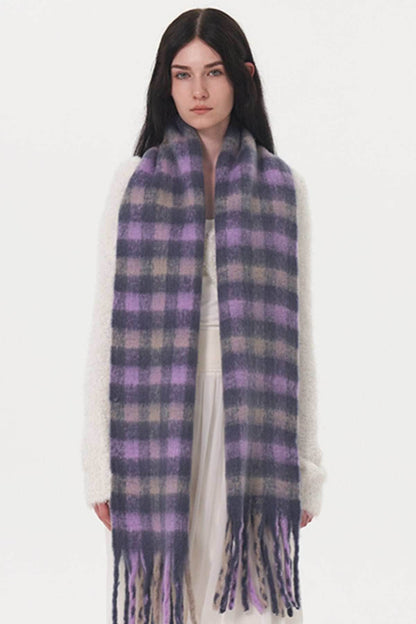 Fringe Plaid Polyester Scarf - Purcell's Clothing Company