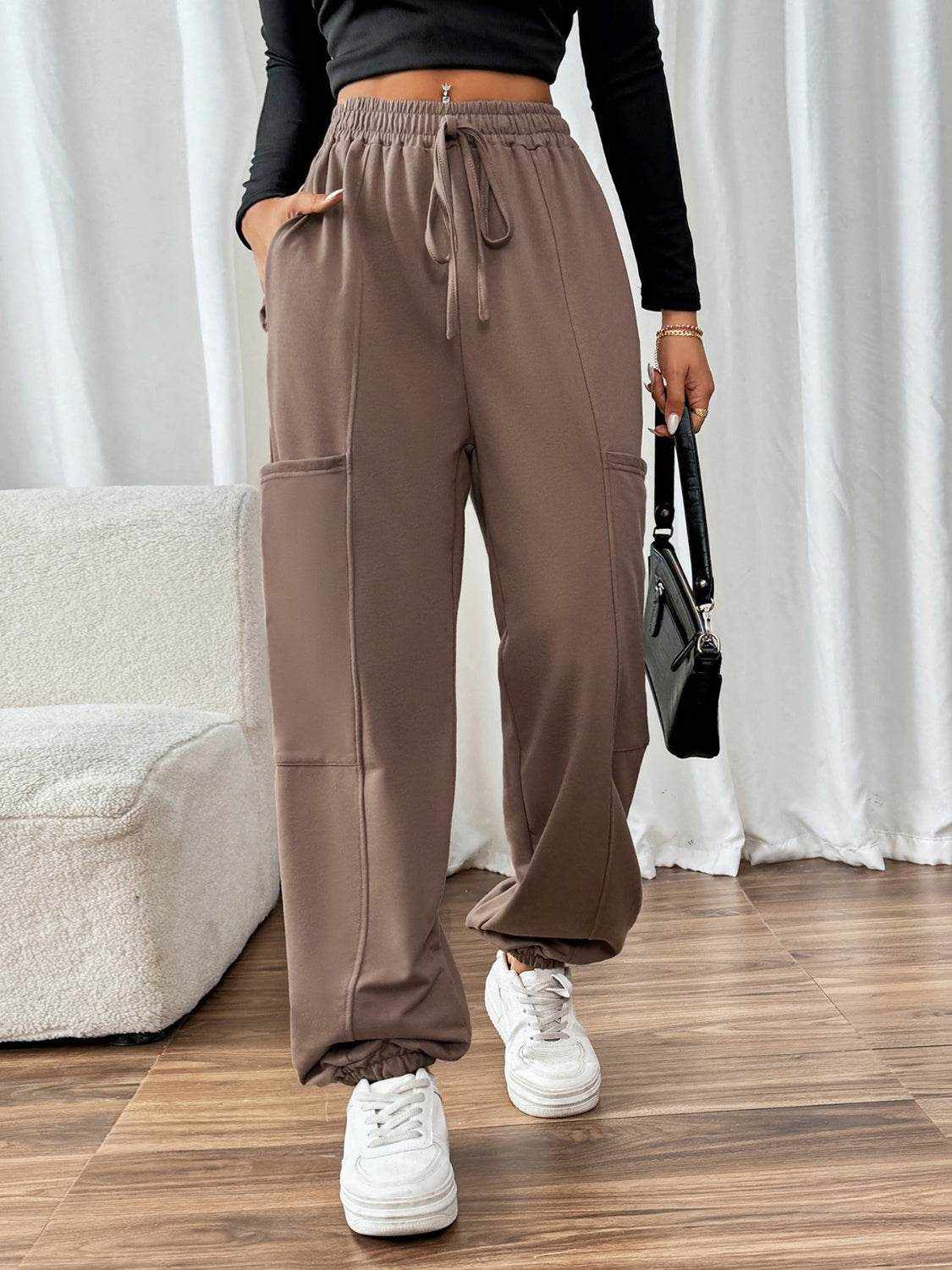 Perfee Tied Joggers with Pockets - Purcell's Clothing Company
