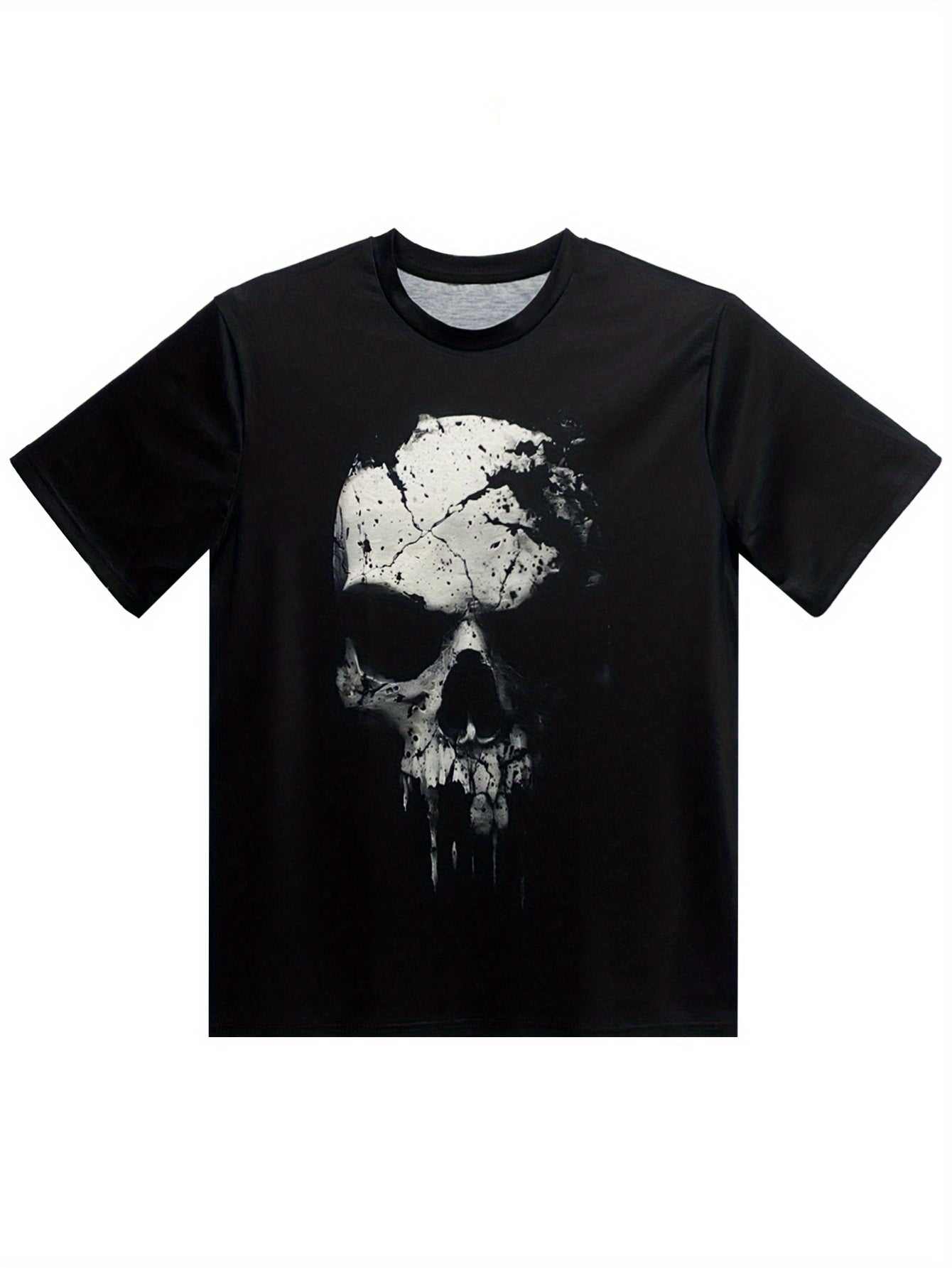 3D Shattered Skull Graphic Print Tee