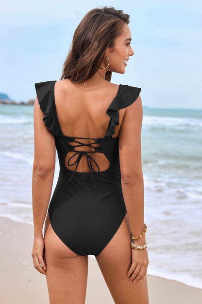 Ruffled Plunge One-Piece Swimwear - Purcell's Clothing Company
