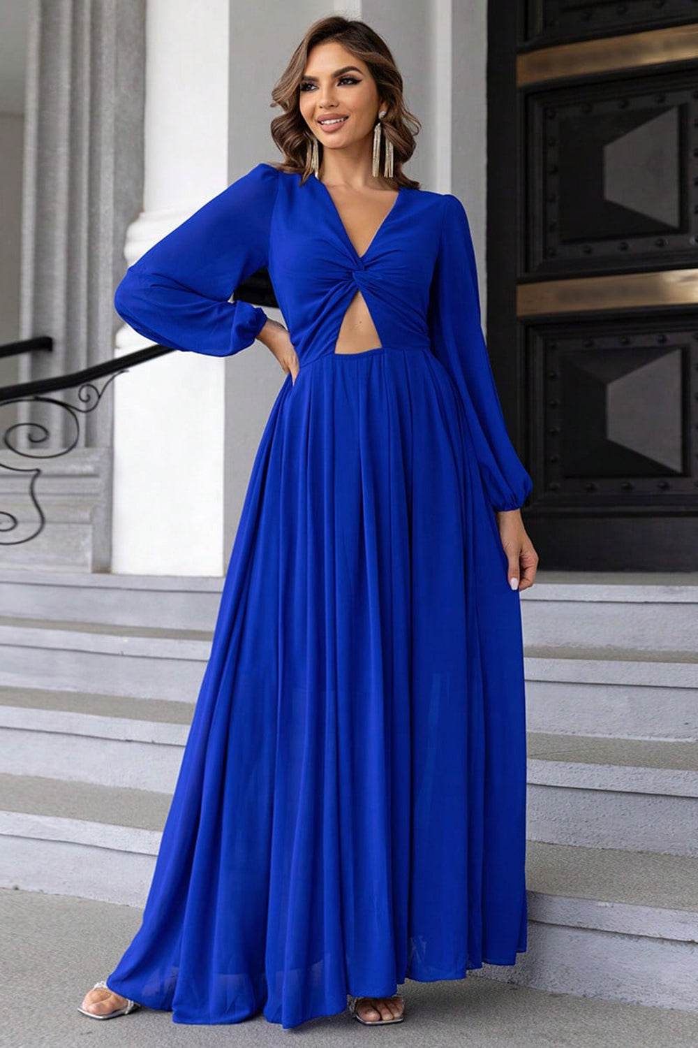 Twist Front Cutout Long Sleeve Dress - Purcell's Clothing Company