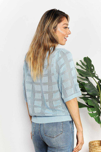 Mandy Ribbed Trim Round Neck Knit Top - Purcell's Clothing Company