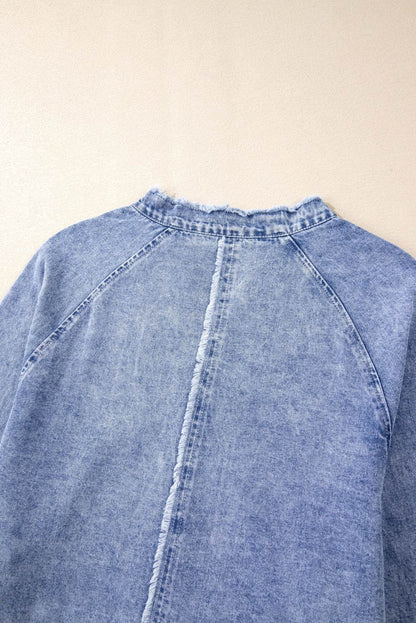 Raw Hem Button Down Long Sleeve Denim Dress - Purcell's Clothing Company