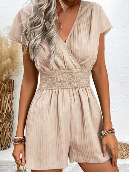 Tied Surplice Short Sleeve Romper - Purcell's Clothing Company