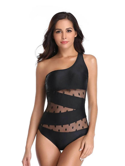 One Shoulder Polka Dot One-Piece Swimwear - Purcell's Clothing Company