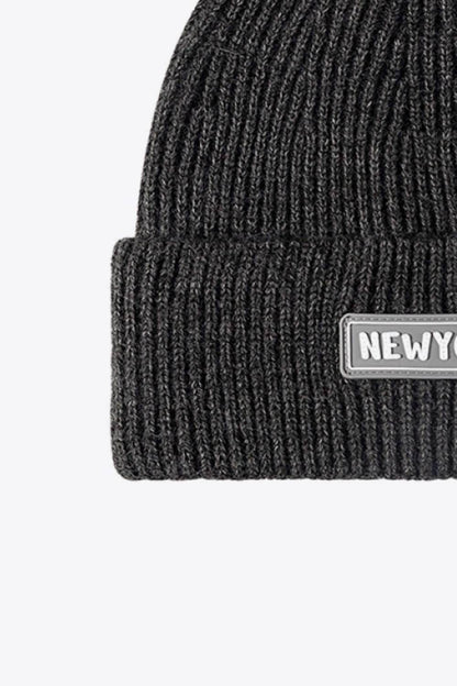 NEWYORK Patch Rib-Knit Cuffed Beanie - Purcell's Clothing Company