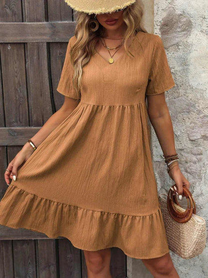 Ivy Lane V-Neck Short Sleeve Mini Dress - Purcell's Clothing Company