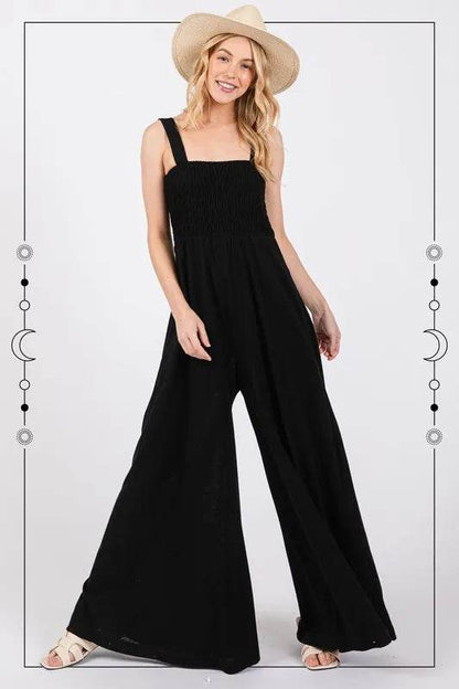 SAGE+FIG Smocked Flowy Wide Leg Jumpsuit - Purcell's Clothing Company