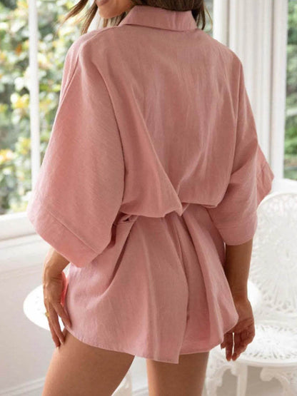 Collared Neck Half Sleeve Romper - Purcell's Clothing Company