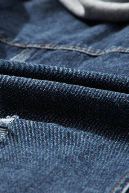 Fake Two-Piece Hooded Zip-Up Denim Jacket - Purcell's Clothing Company