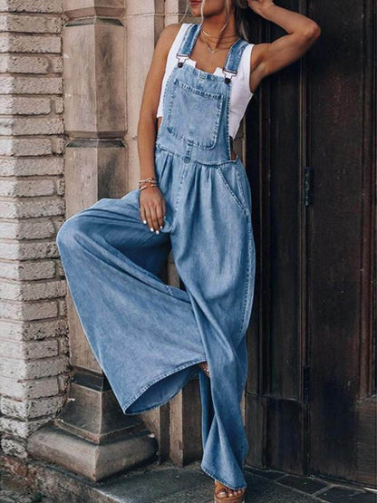 Wide Leg Denim Overalls - Purcell's Clothing Company