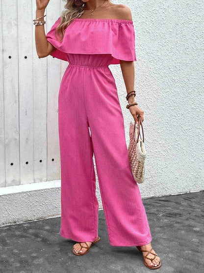 Perfee Off-Shoulder Wide Leg Jumpsuit - Purcell's Clothing Company
