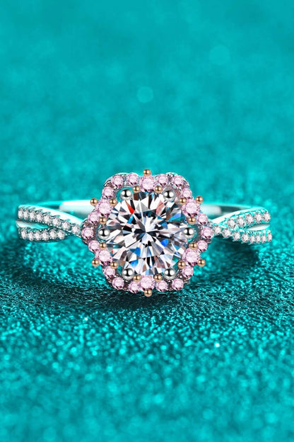 1 Carat Moissanite Flower-Shaped Crisscross Ring - Purcell's Clothing Company