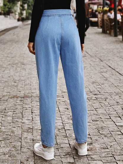 Tied Straight Jeans with Pockets - Purcell's Clothing Company