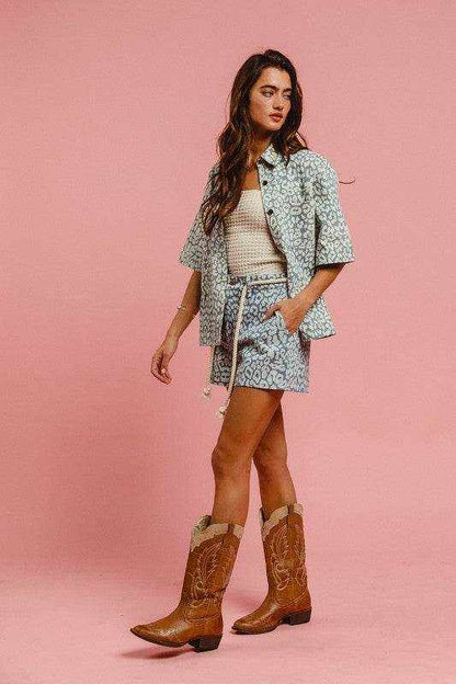 BiBi Rope Belt Leopard Shorts - Purcell's Clothing Company