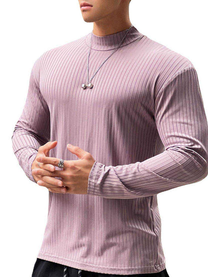 Mock Neck Long Sleeve T-Shirt - Purcell's Clothing Company