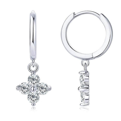 925 Sterling Silver Moissanite Hoop Drop Earrings - Purcell's Clothing Company