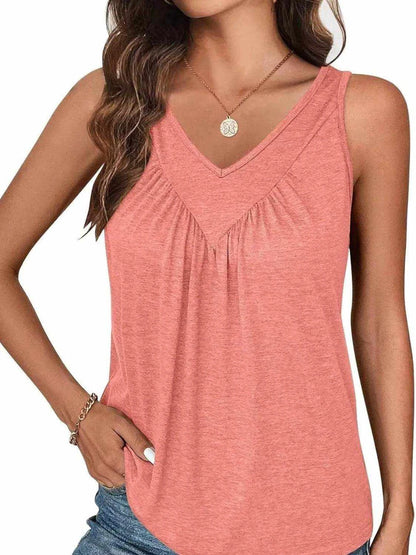 Ruched V-Neck Tank - Purcell's Clothing Company