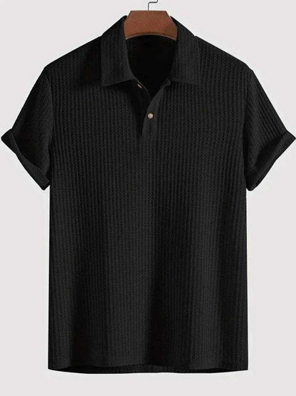 Waffle-Knit Collared Neck Short Sleeve Polo - Purcell's Clothing Company