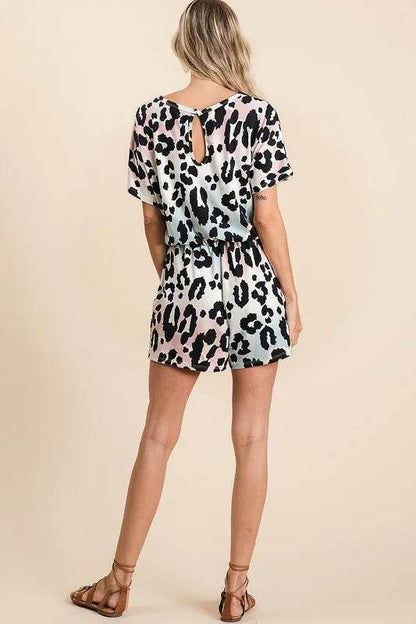 BiBi Gradation Leopard Soft Knit V-neck Romper - Purcell's Clothing Company