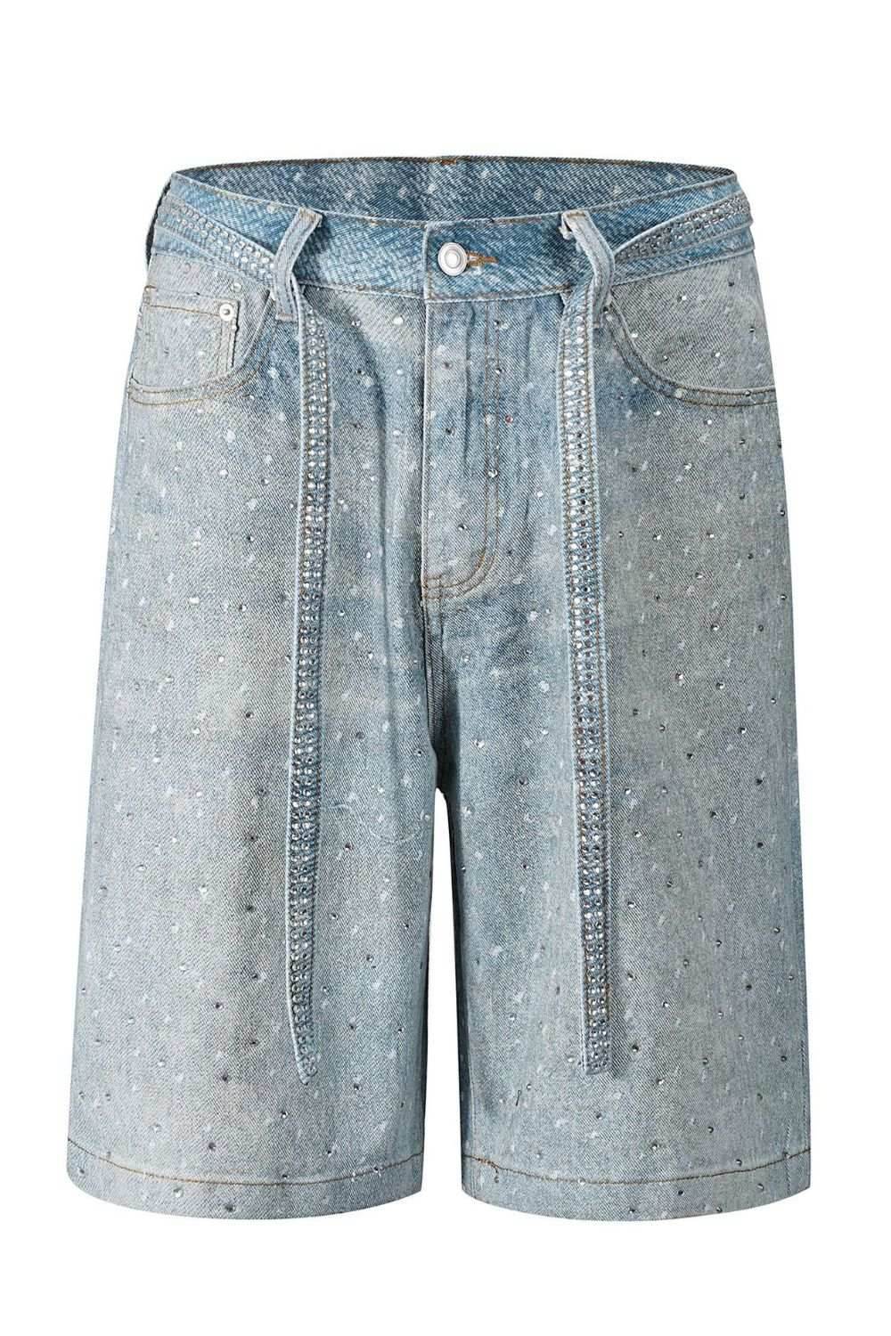 Men's Washed Rhinestone Denim Bermuda Shorts - Purcell's Clothing Company