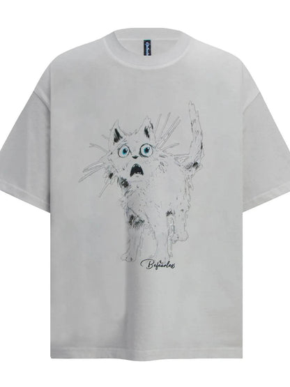 Men's Cat Graphic Short Sleeve Oversized T-Shirt - Purcell's Clothing Company