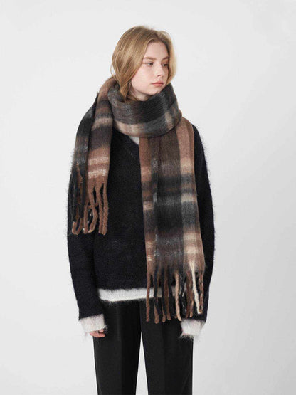 Fringe Plaid Polyester Scarf - Purcell's Clothing Company