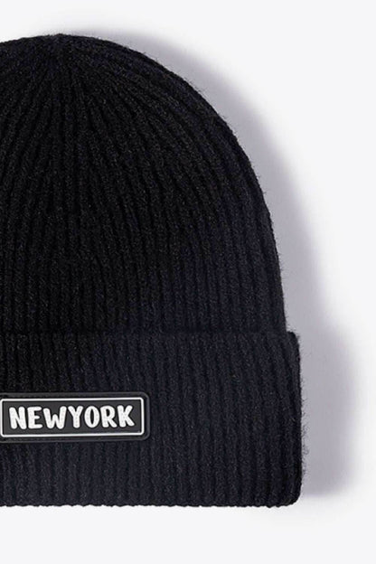 NEWYORK Patch Rib-Knit Cuffed Beanie - Purcell's Clothing Company