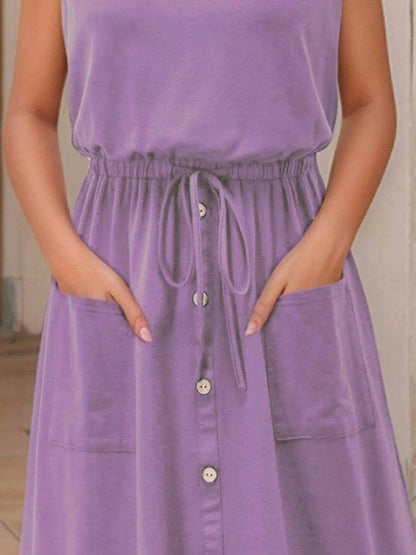 Full Size Round Neck Sleeveless Tank Dress Plus Size - Purcell's Clothing Company