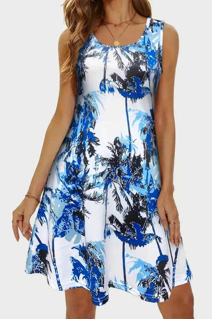 Printed Scoop Neck Wide Strap Mini Dress - Purcell's Clothing Company