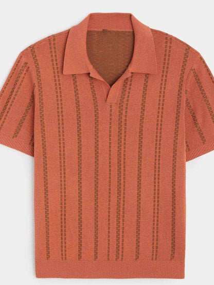 Striped Collared Neck Short Sleeve Polo - Purcell's Clothing Company