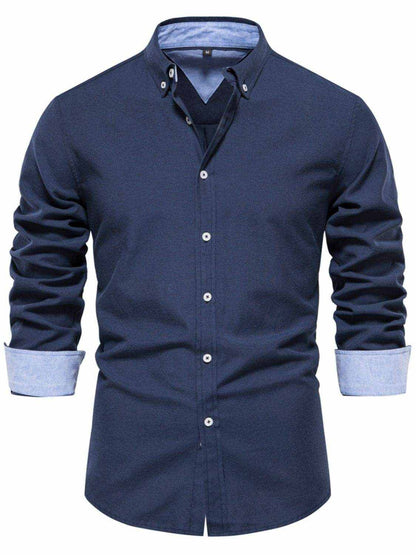 Solid Button Down Collared Neck Shirt - Purcell's Clothing Company