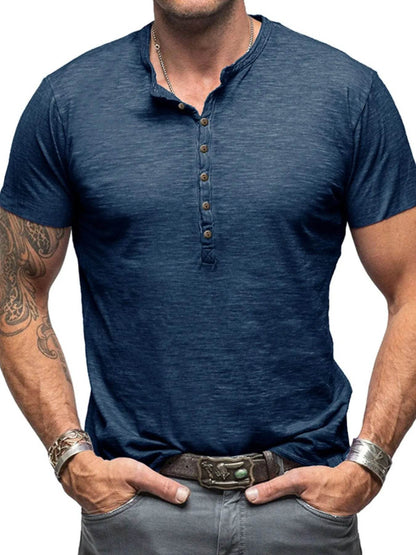 Casual Henley Short Sleeve Button Top - Purcell's Clothing Company