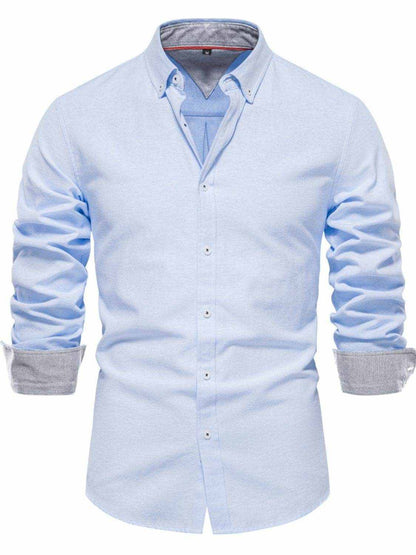 Solid Button Down Collared Neck Shirt - Purcell's Clothing Company