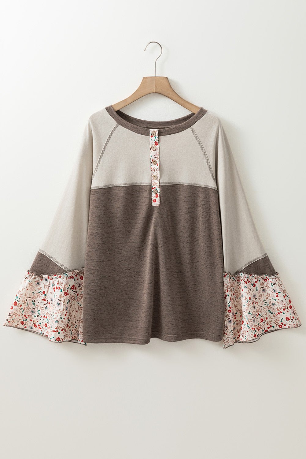 Floral Half Button Long Sleeve T-Shirt - Purcell's Clothing Company - 