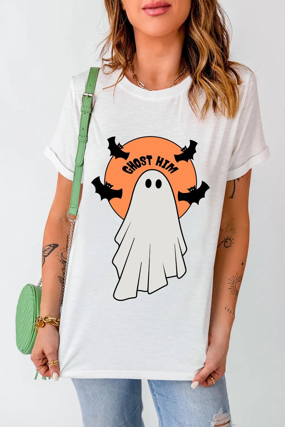 Full Size Ghost Round Neck Short Sleeve T-Shirt - Purcell's Clothing Company - 