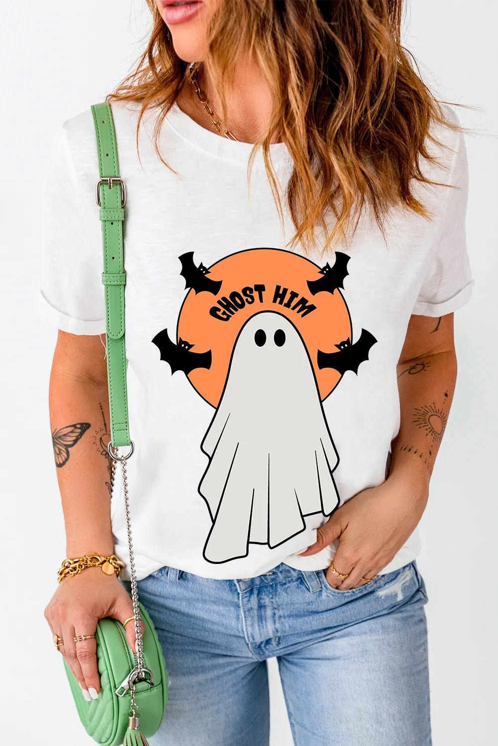 Full Size Ghost Round Neck Short Sleeve T-Shirt - Purcell's Clothing Company - 