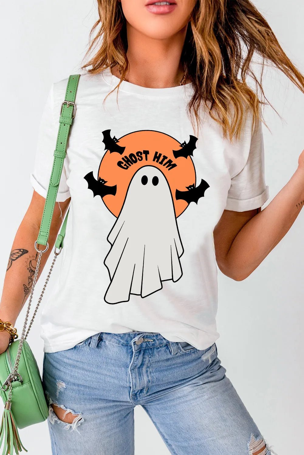 Full Size Ghost Round Neck Short Sleeve T-Shirt - Purcell's Clothing Company - 